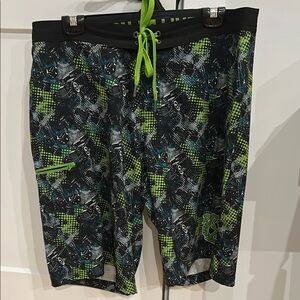 Men's Green and Black Swim Shorts